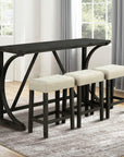 59" Rustic Dining & Bar Table Set with 3 Stools and USB Charging Ports