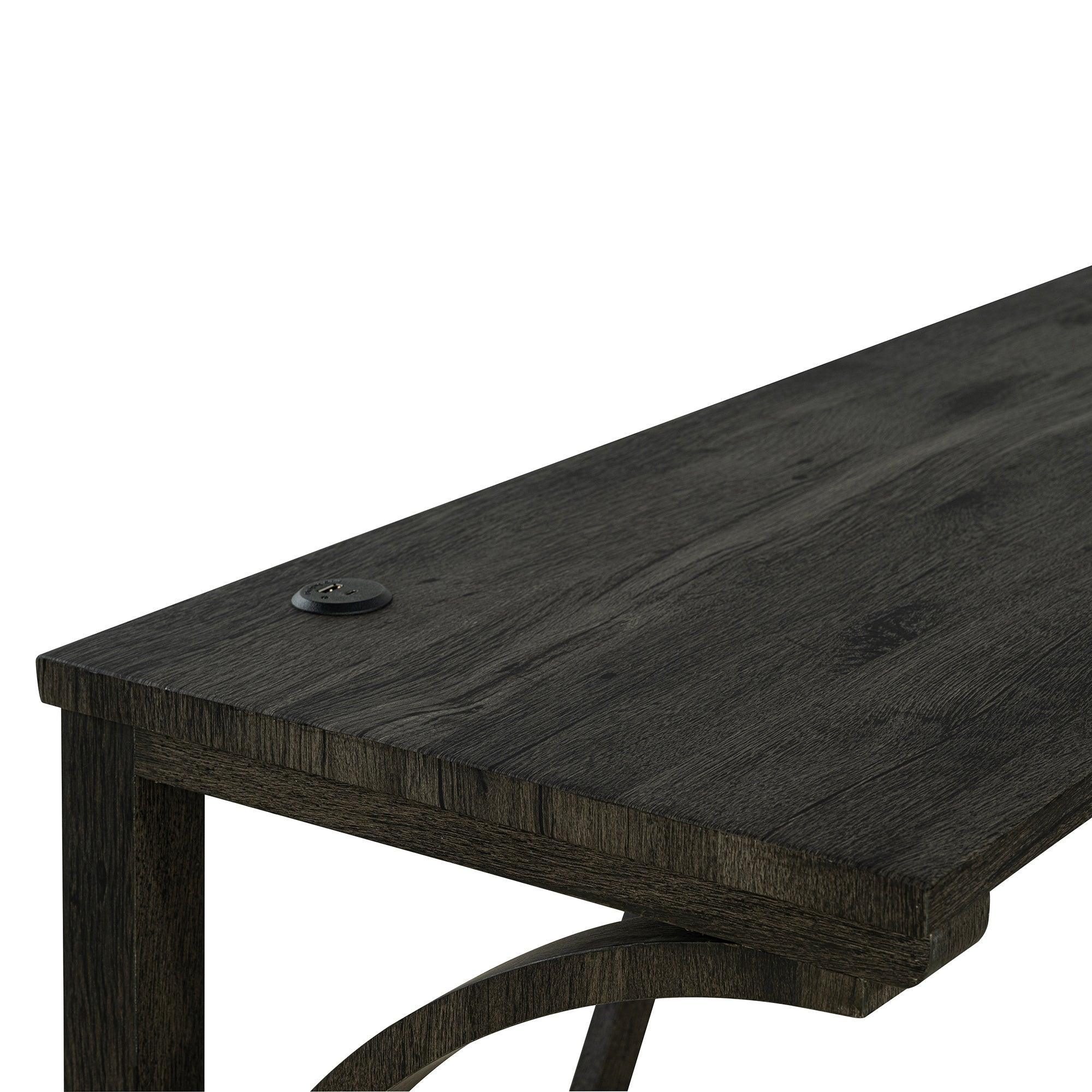 59" Rustic Dining &amp; Bar Table Set with 3 Stools and USB Charging Ports