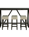 59" Rustic Dining & Bar Table Set with 3 Stools and USB Charging Ports