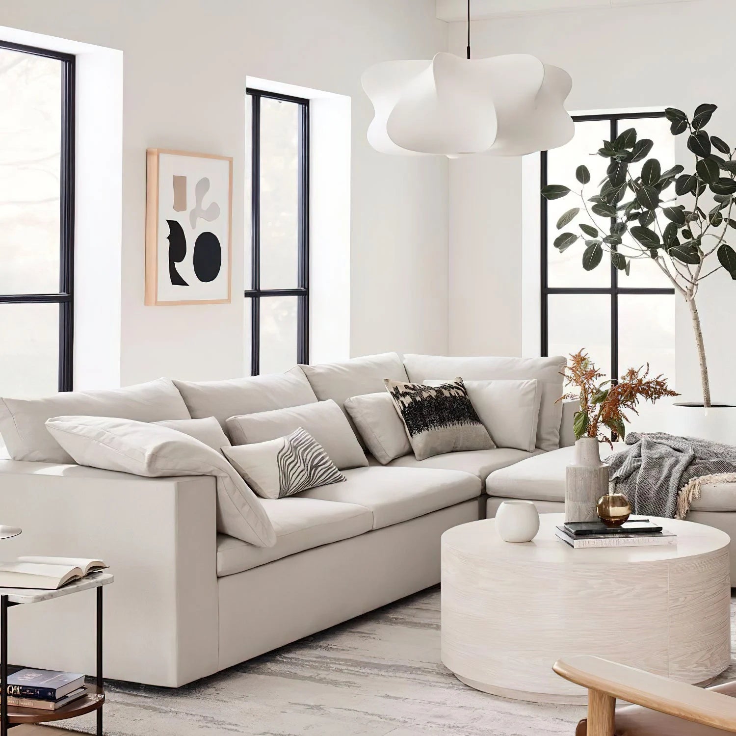 Cloud Pendant Light White Cocoon Silk Fabric