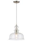 Lucille 1-Light Brushed Nickel Clear Glass Pendant