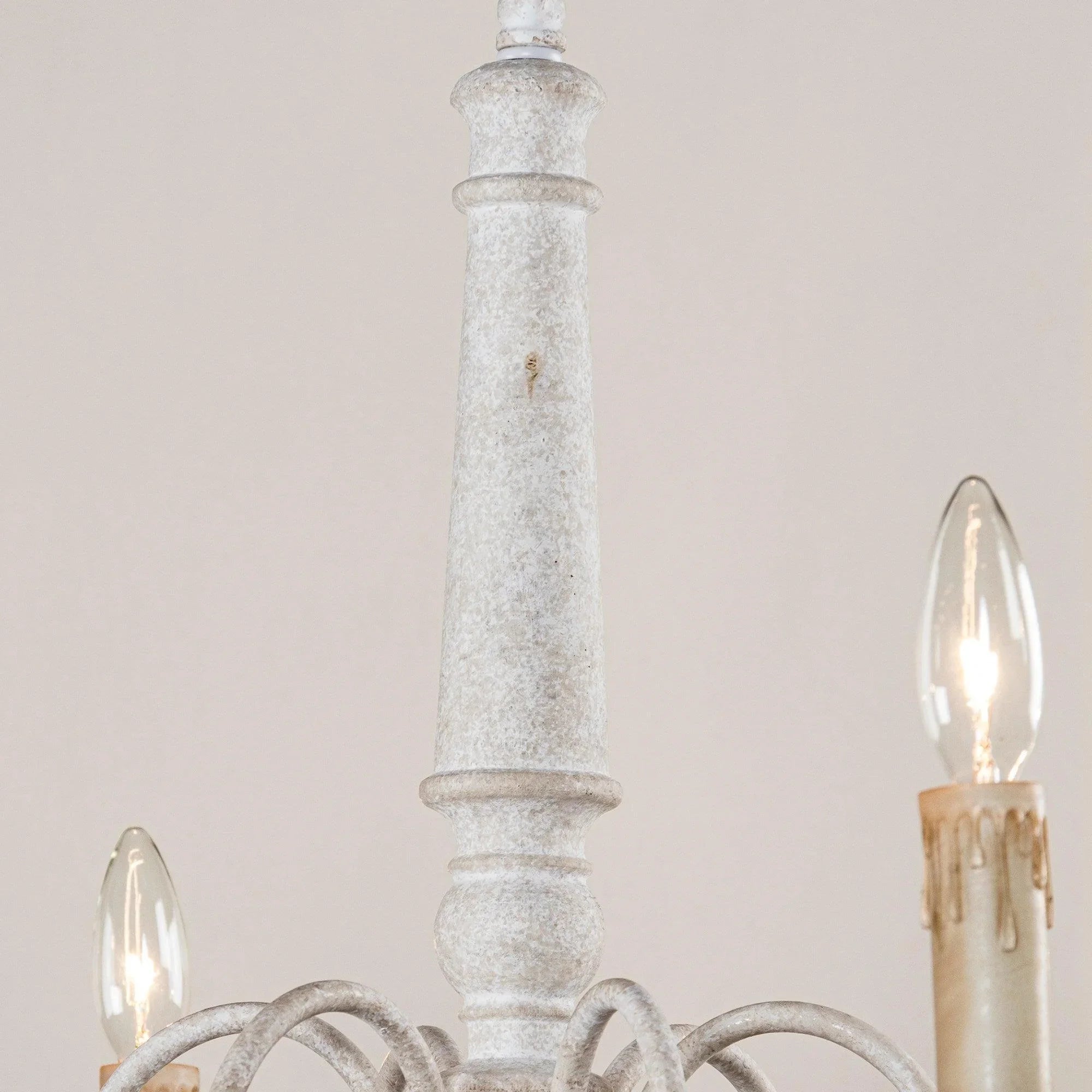 French Country 6 Light Candle Style Distressed Chandelier - IPLUS Lighting
