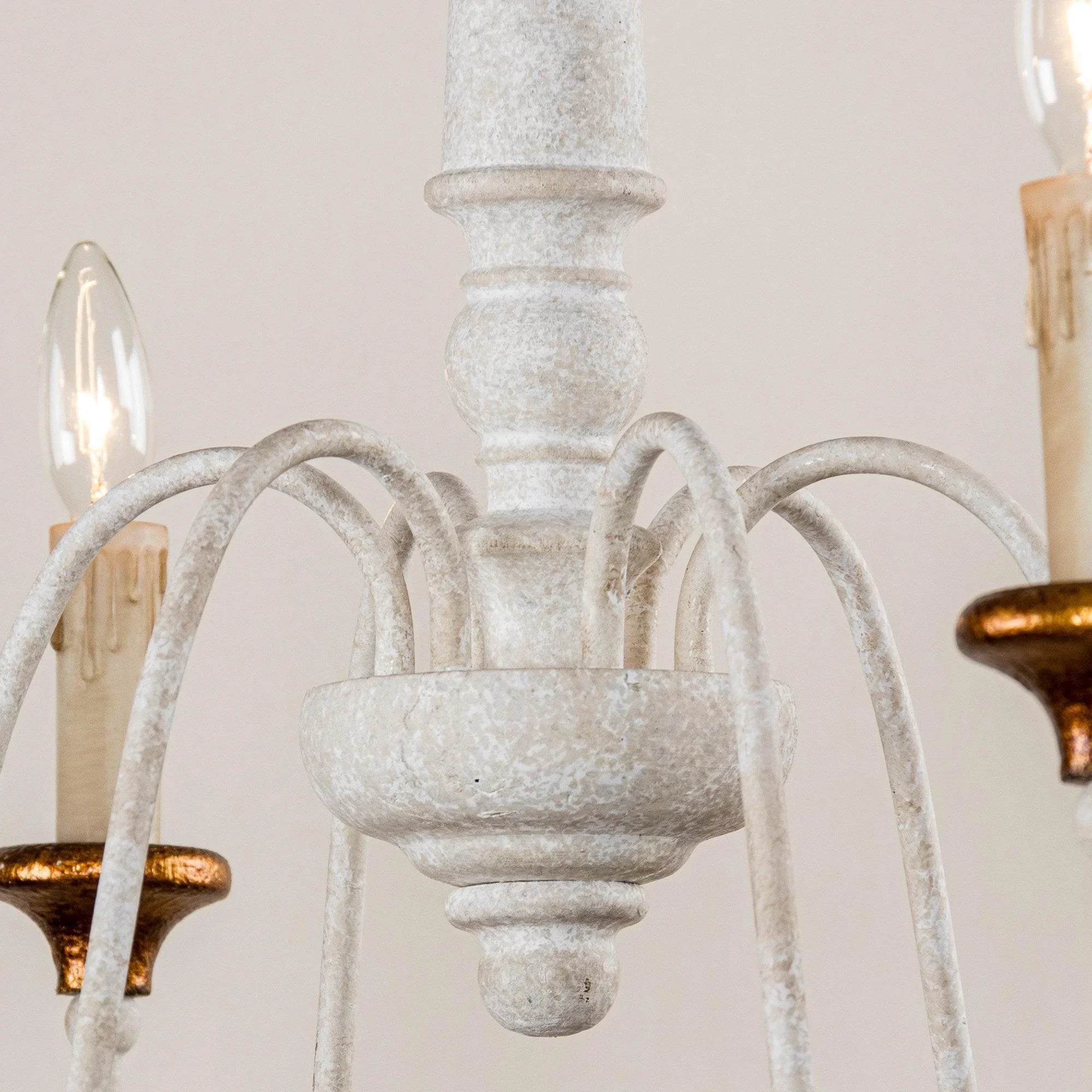 French Country 6 Light Candle Style Distressed Chandelier - IPLUS Lighting