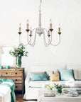 French Country 6 Light Candle Style Distressed Chandelier - IPLUS Lighting