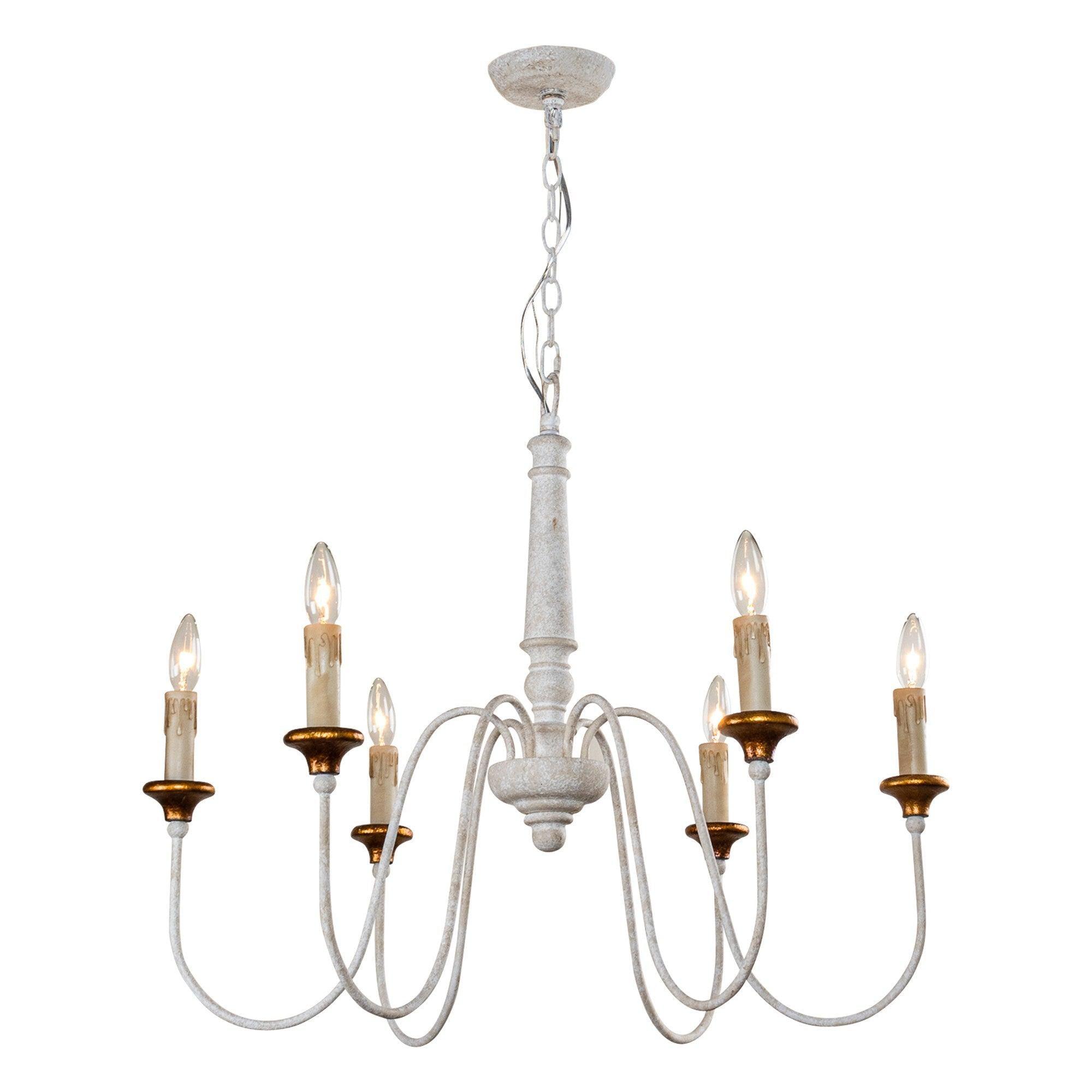 6-Light French Country Candle-Style Chandelier in Distressed - ParrotUncle