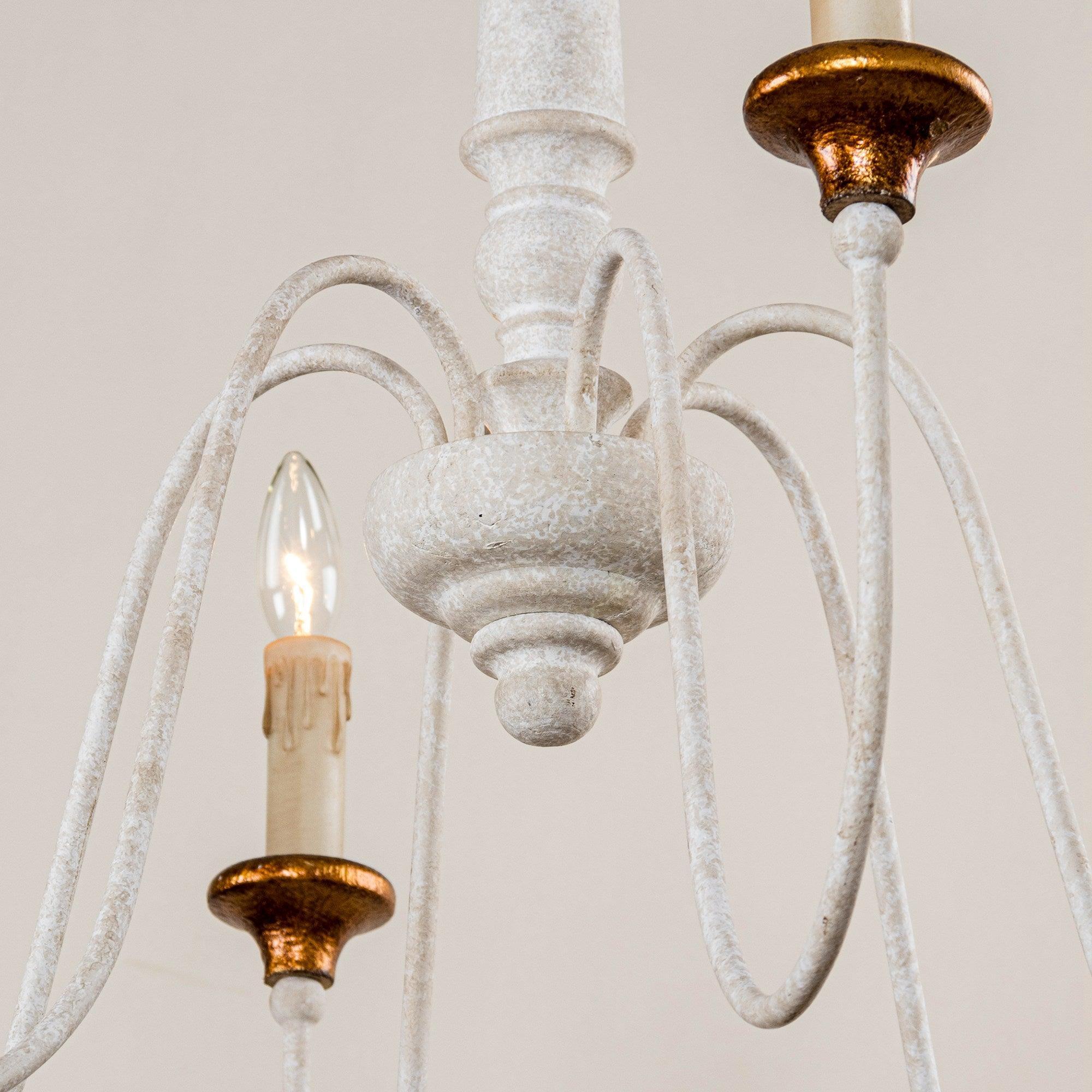 6-Light French Country Candle-Style Chandelier in Distressed - ParrotUncle