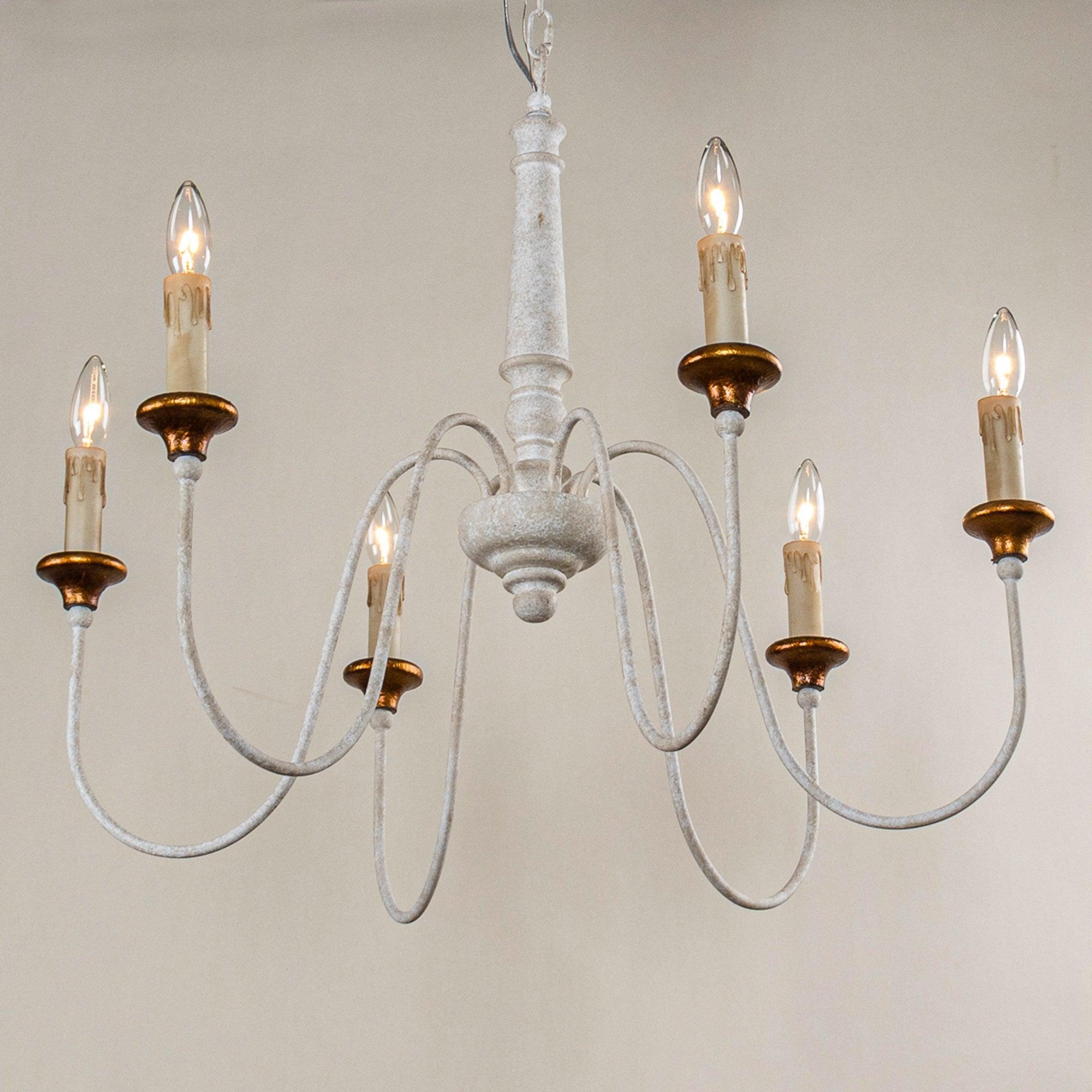 6-Light French Country Candle-Style Chandelier in Distressed - ParrotUncle