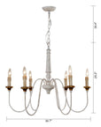 6-Light French Country Candle-Style Chandelier in Distressed - ParrotUncle