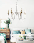 6-Light French Country Candle-Style Chandelier in Distressed - ParrotUncle