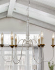 6-Light French Country Candle-Style Chandelier in Distressed - ParrotUncle