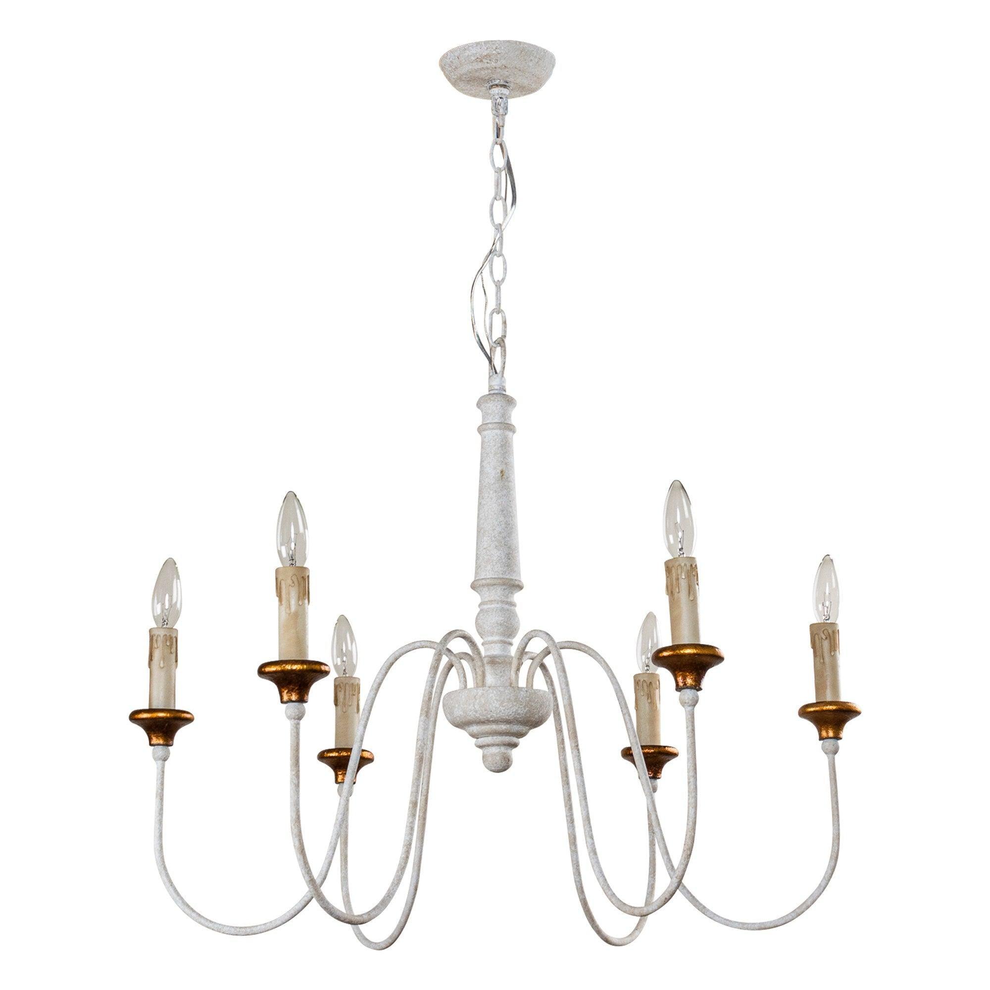 6-Light French Country Candle-Style Chandelier in Distressed - ParrotUncle