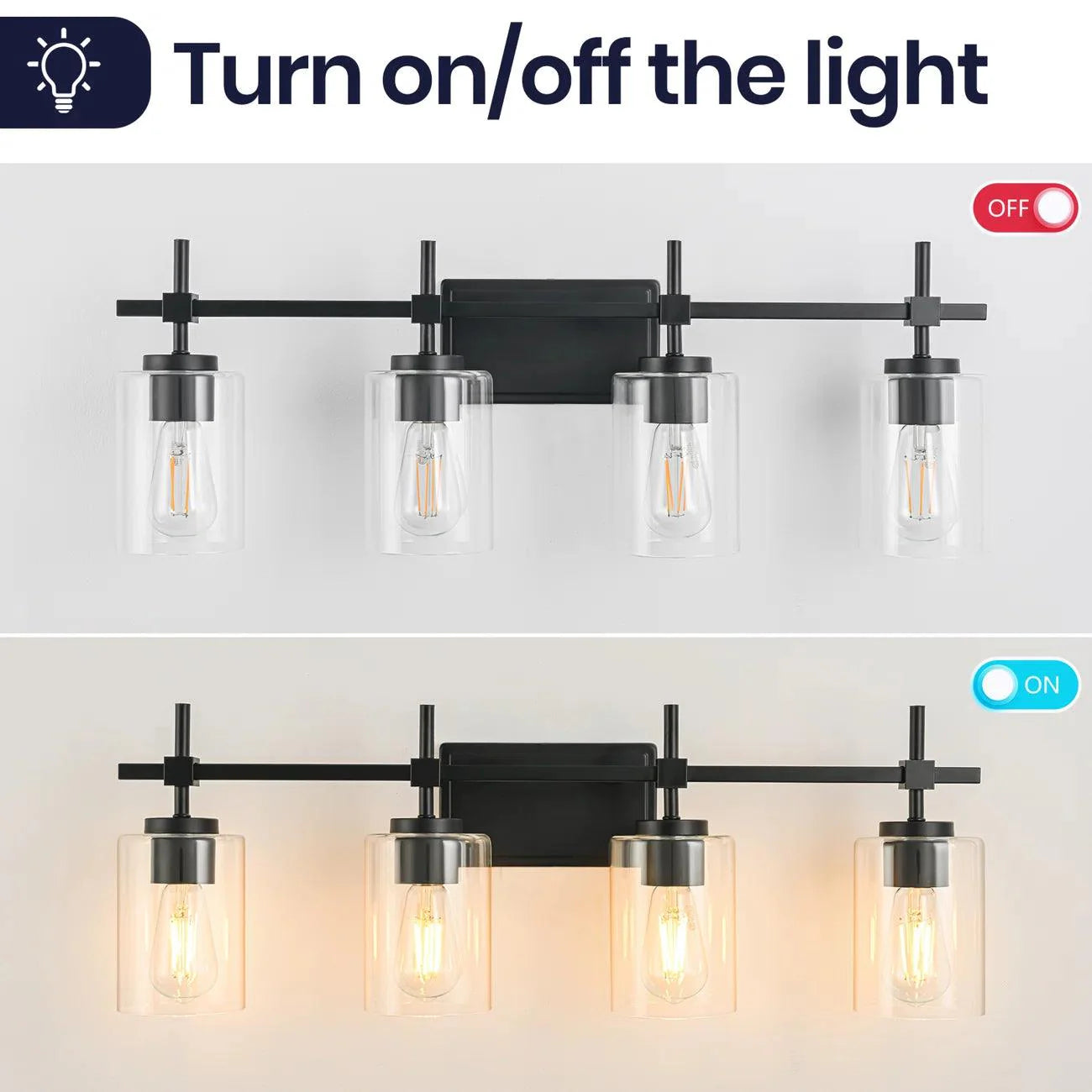 Jasper Modern 4-Light Clear Glass Linear Vanity Light