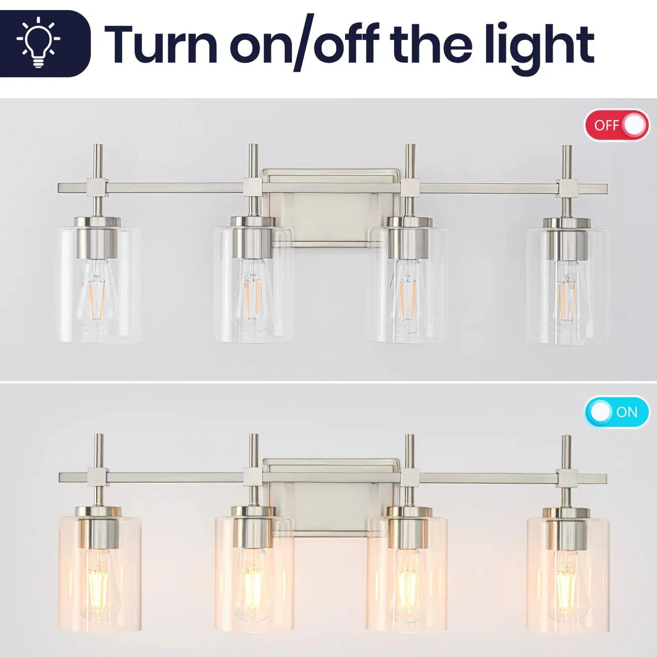 Jasper Modern 4-Light Clear Glass Linear Vanity Light