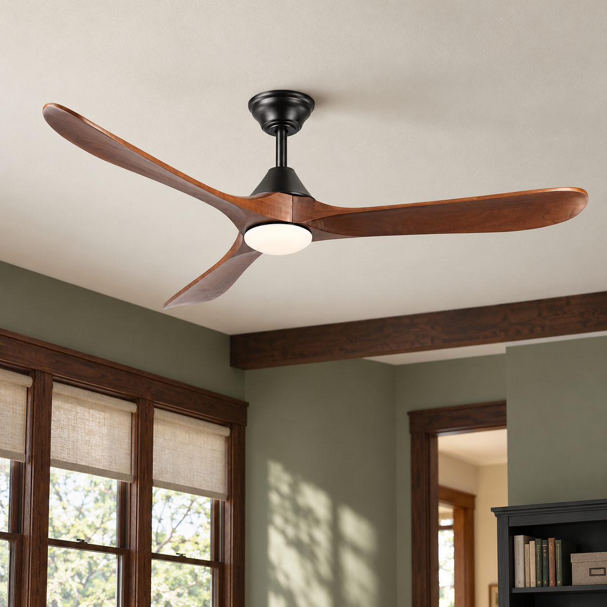 60" Avelor Modern LED Ceiling Fan with Solid Wood Blades