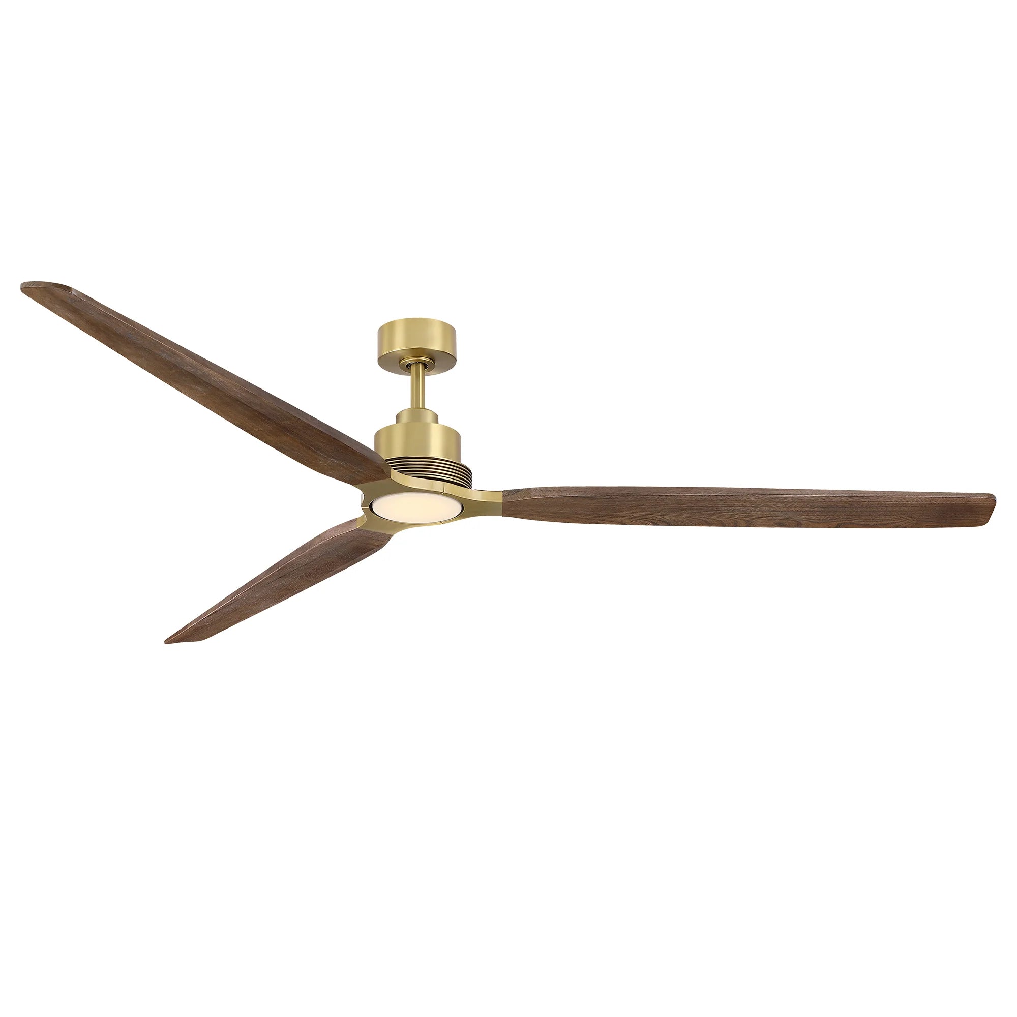 84" Modern Soft Brass Ceiling Fan with Solid Wood Blades for Large Spaces