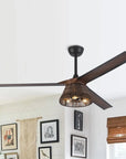 60" Farmhouse Rattan Downrod Mount Ceiling Fan - IPLUS Lighting