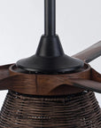 60" Farmhouse Rattan Downrod Mount Ceiling Fan - IPLUS Lighting