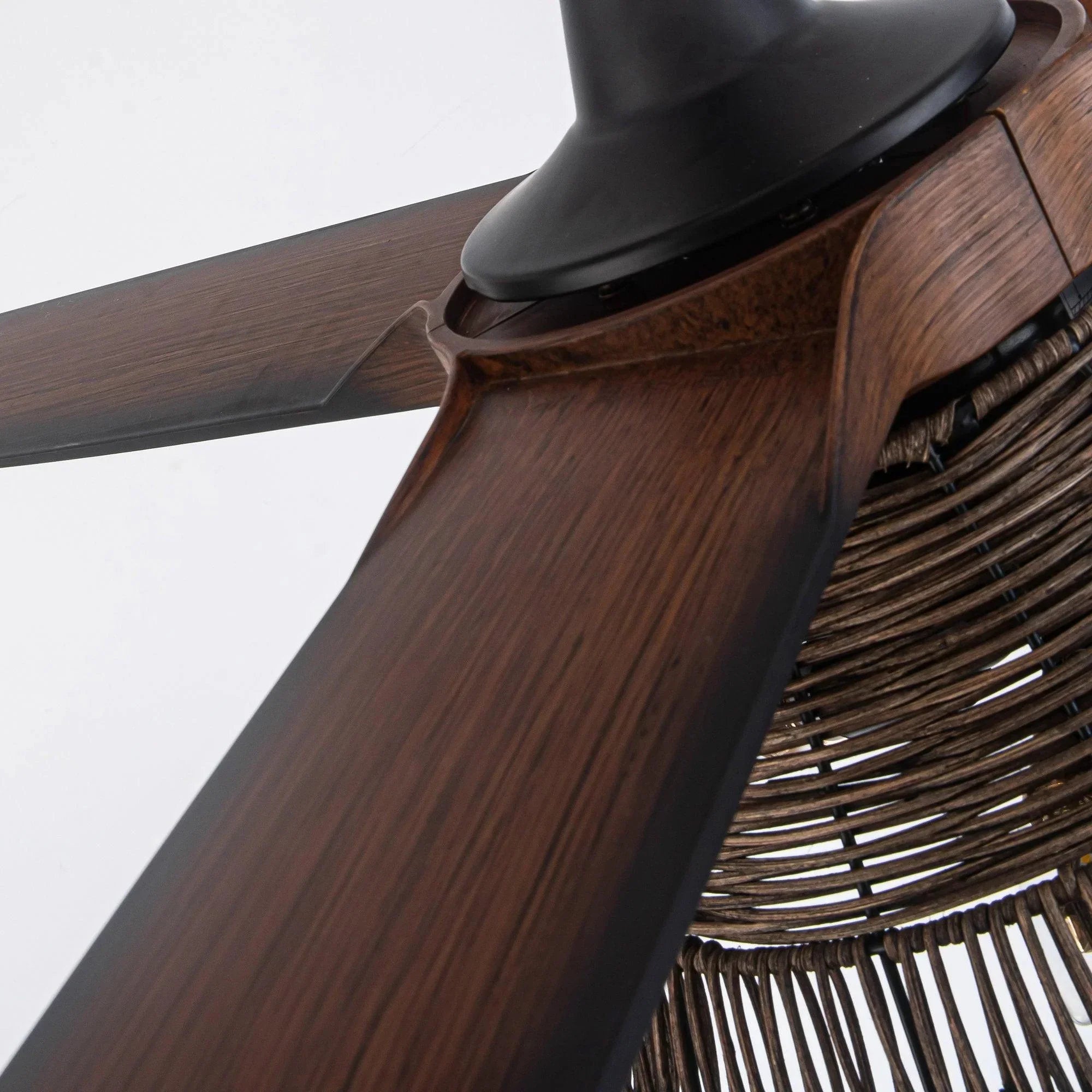 60" Farmhouse Rattan Downrod Mount Ceiling Fan - IPLUS Lighting