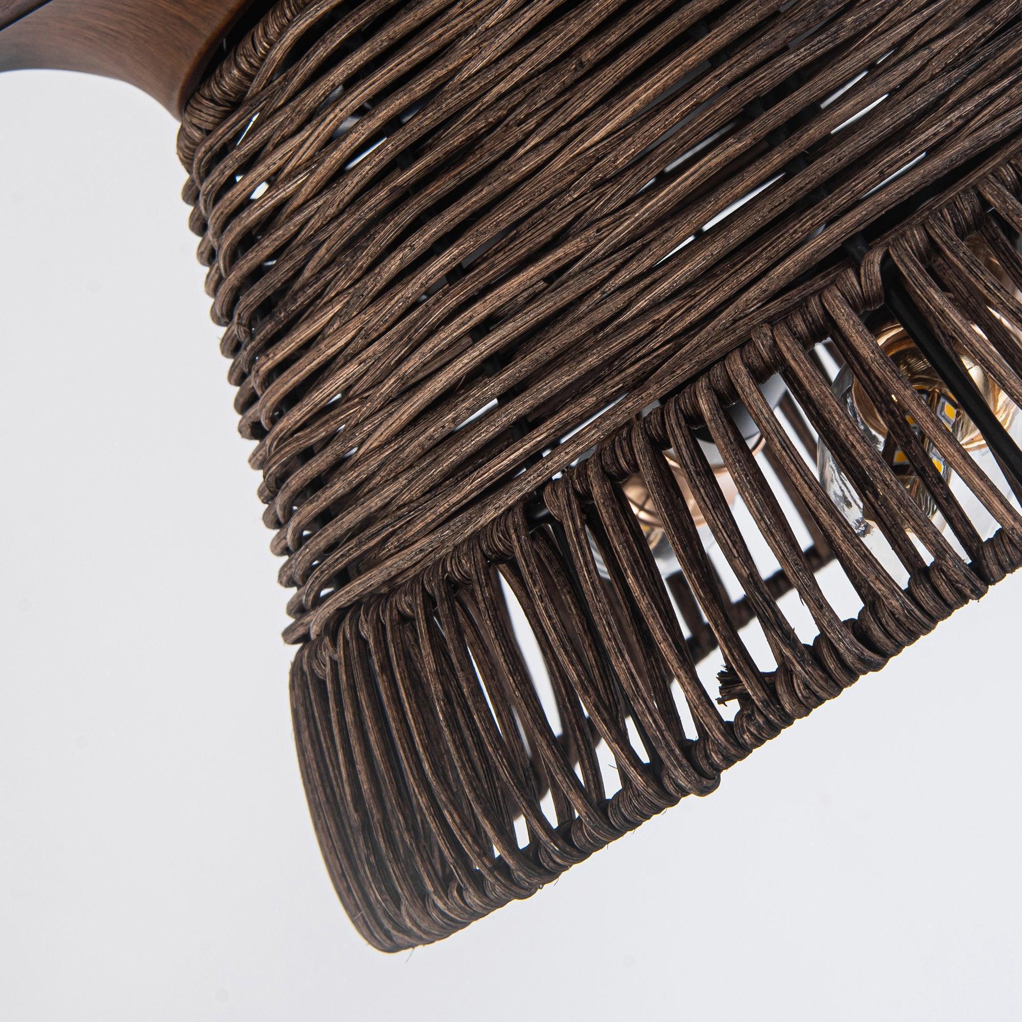 60" Farmhouse Rattan Downrod Mount Ceiling Fan - IPLUS Lighting