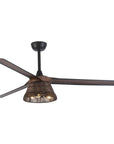 60" Farmhouse Rattan Downrod Mount Ceiling Fan - IPLUS Lighting
