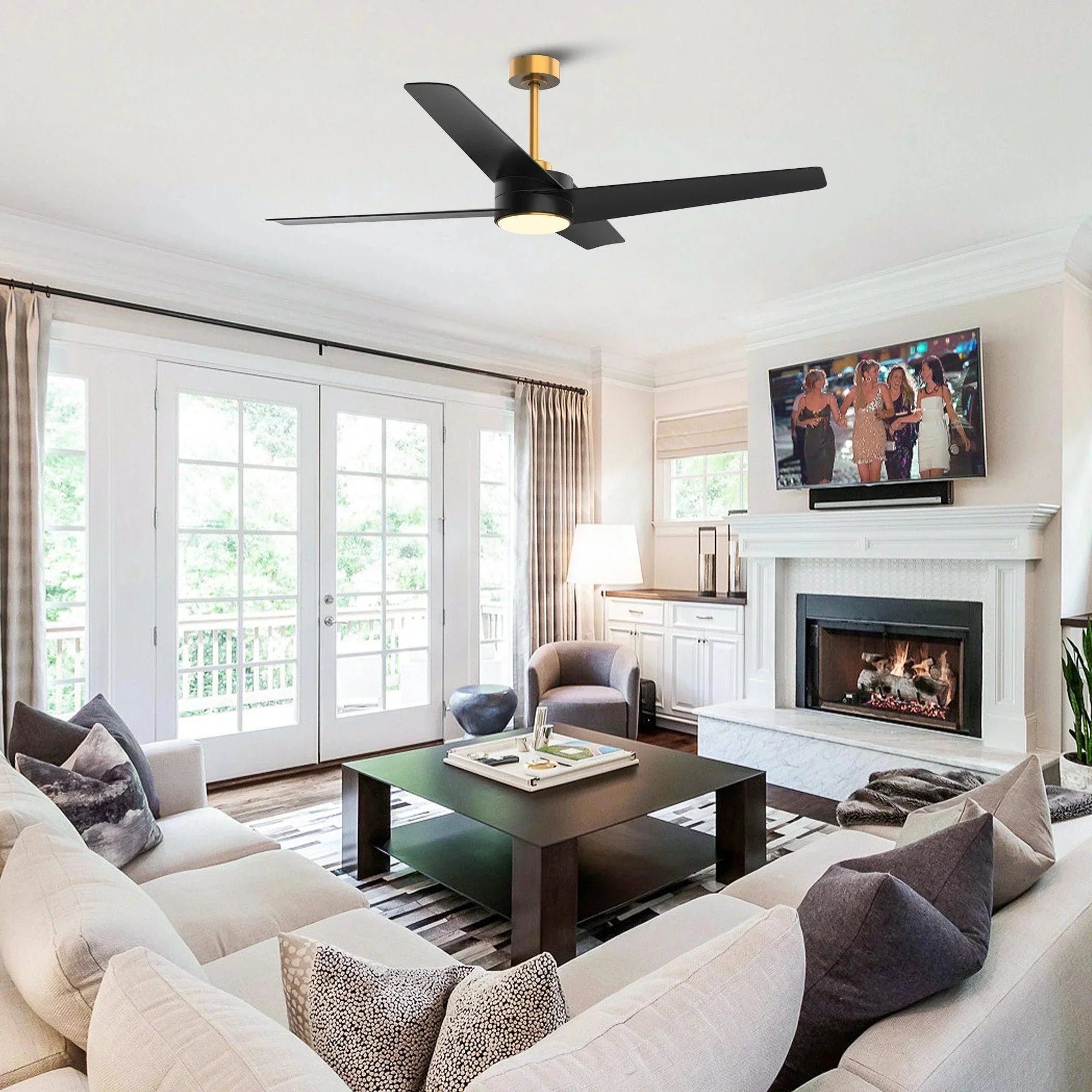 60" Parvez Modern DC Reversible Ceiling Fan - IPLUS Lighting