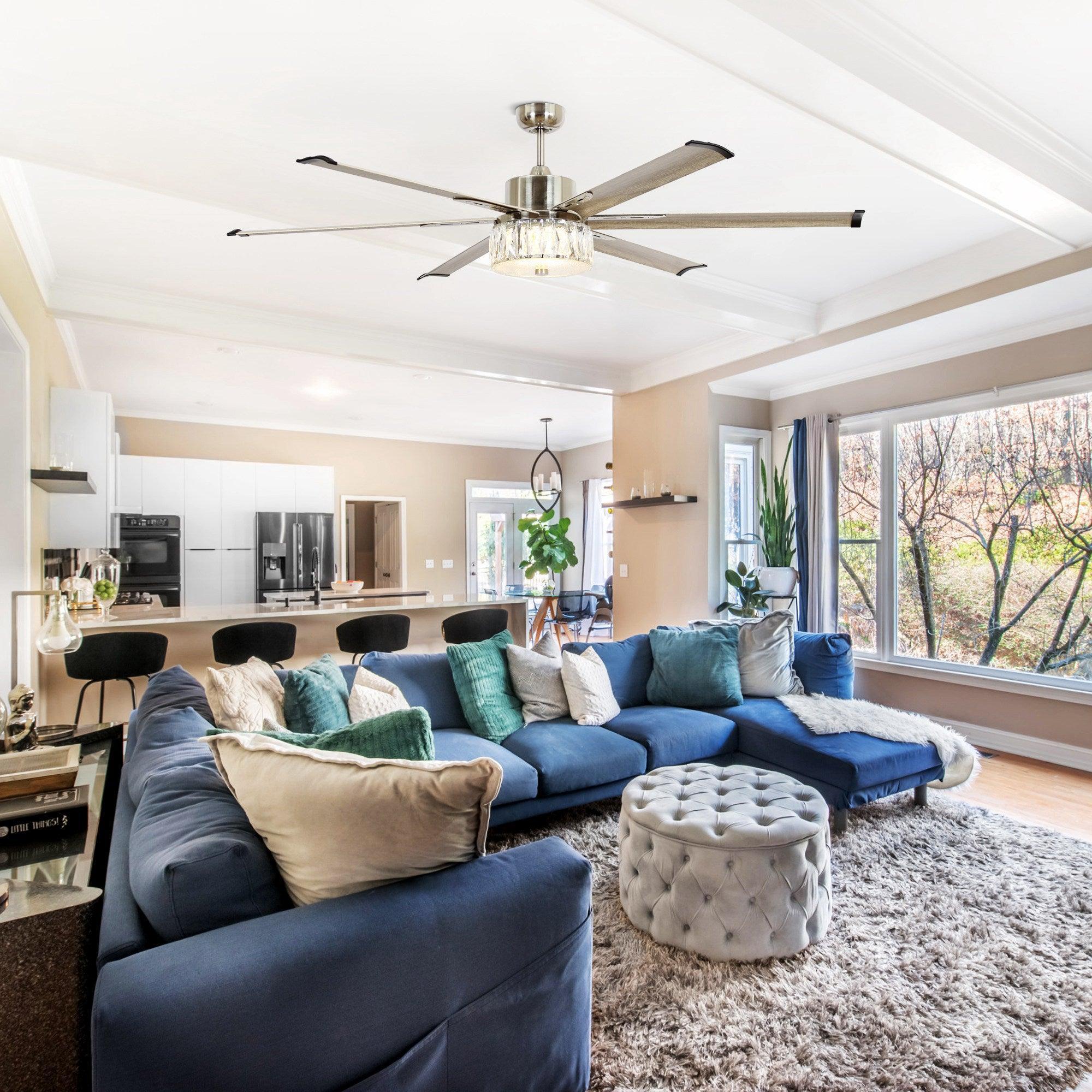 65" Satin Nickel Ceiling Fan