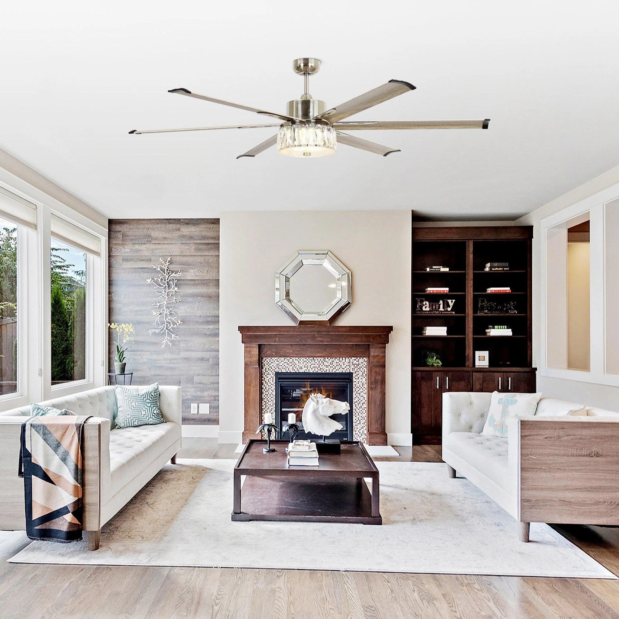 65" Satin Nickel Ceiling Fan