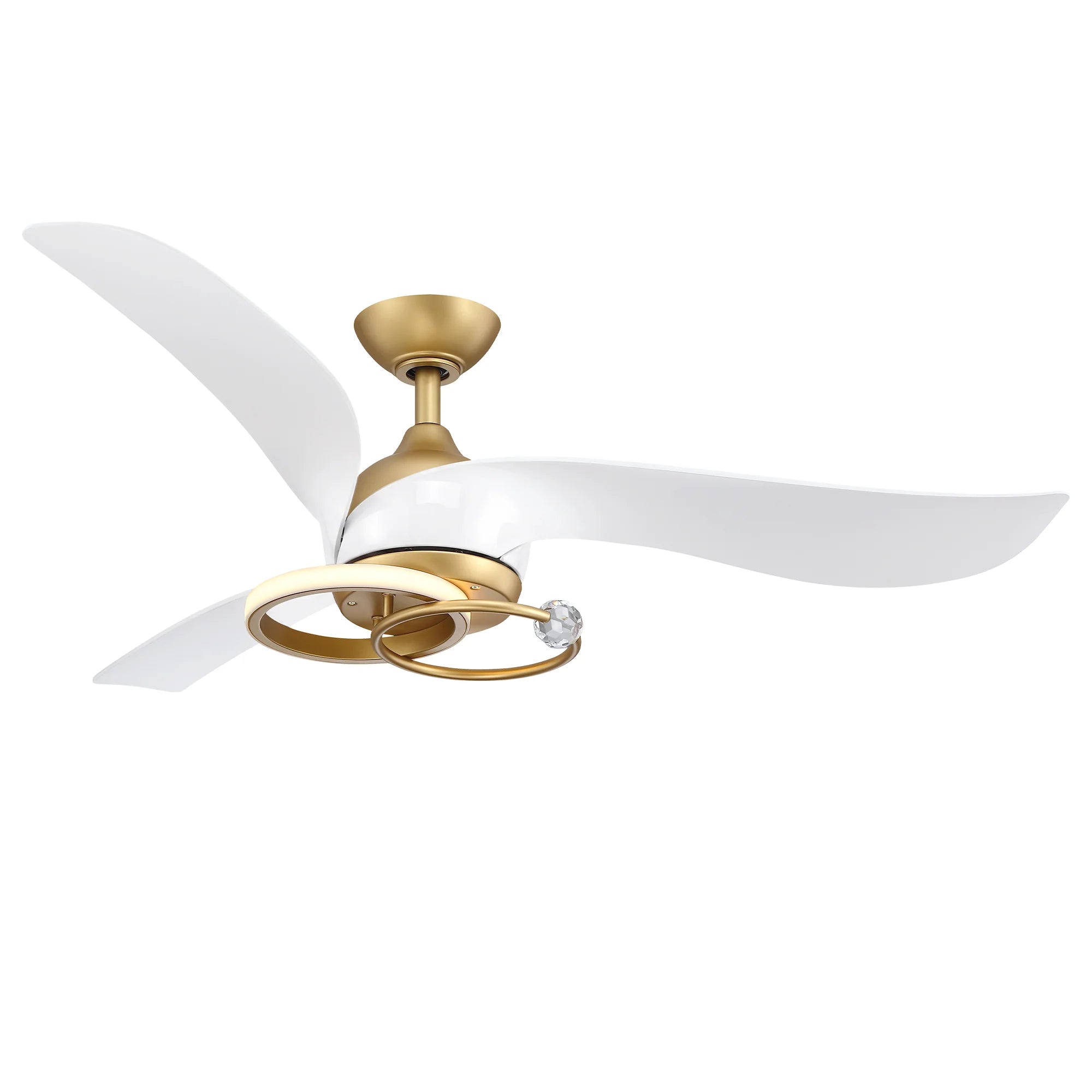 52" Elma Vintage Gold Crystal LED Ceiling Fan
