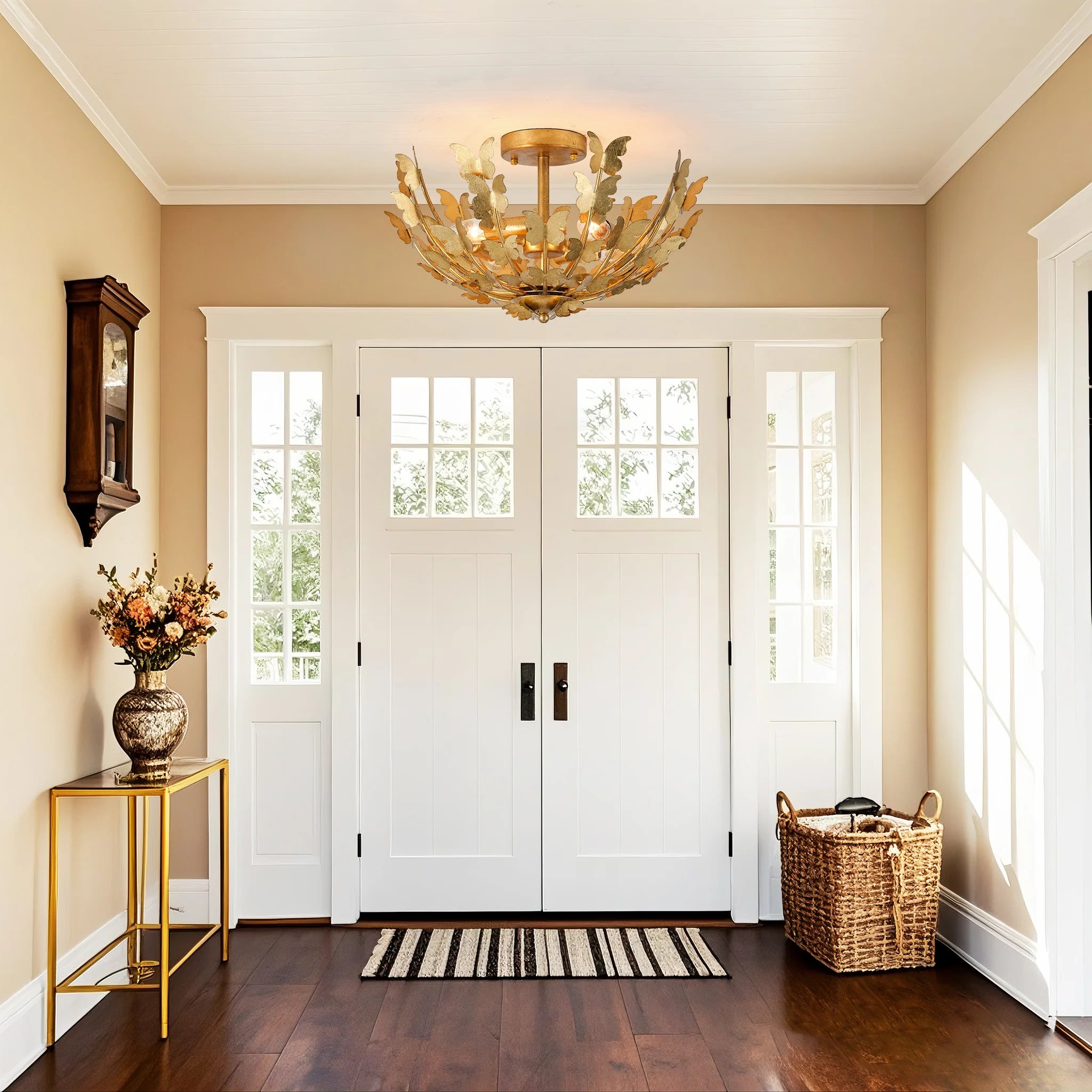 18 Inch 4 Light Betsy Semi Flush Mount Ceiling Light for Bedroom or Hallway