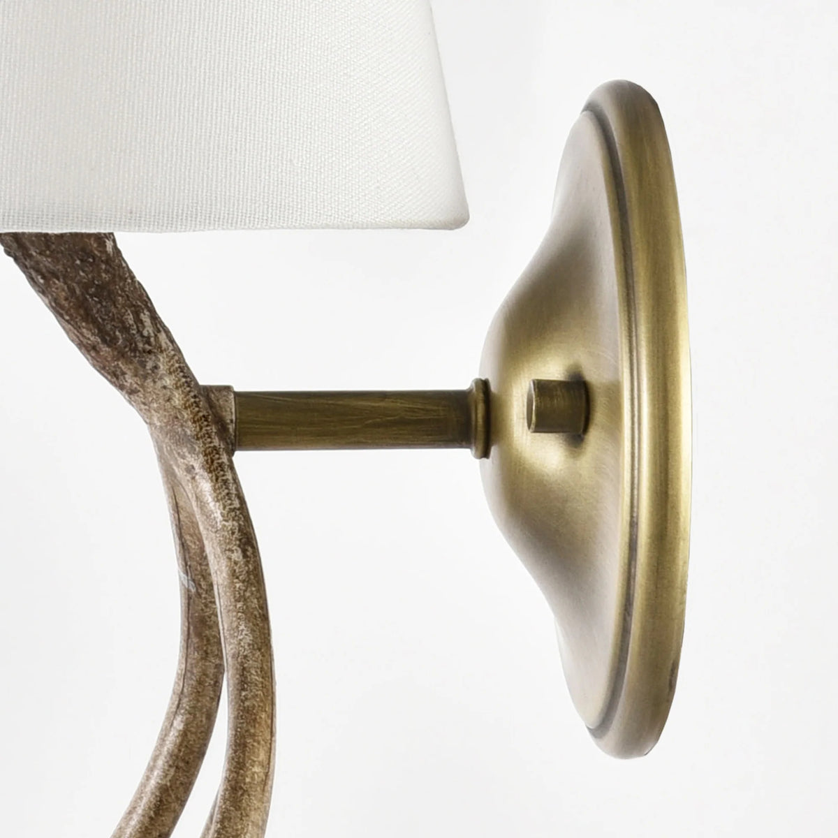 Caldwell 1-Light Antique Brass Antler Wall Sconce with Fabric Shade