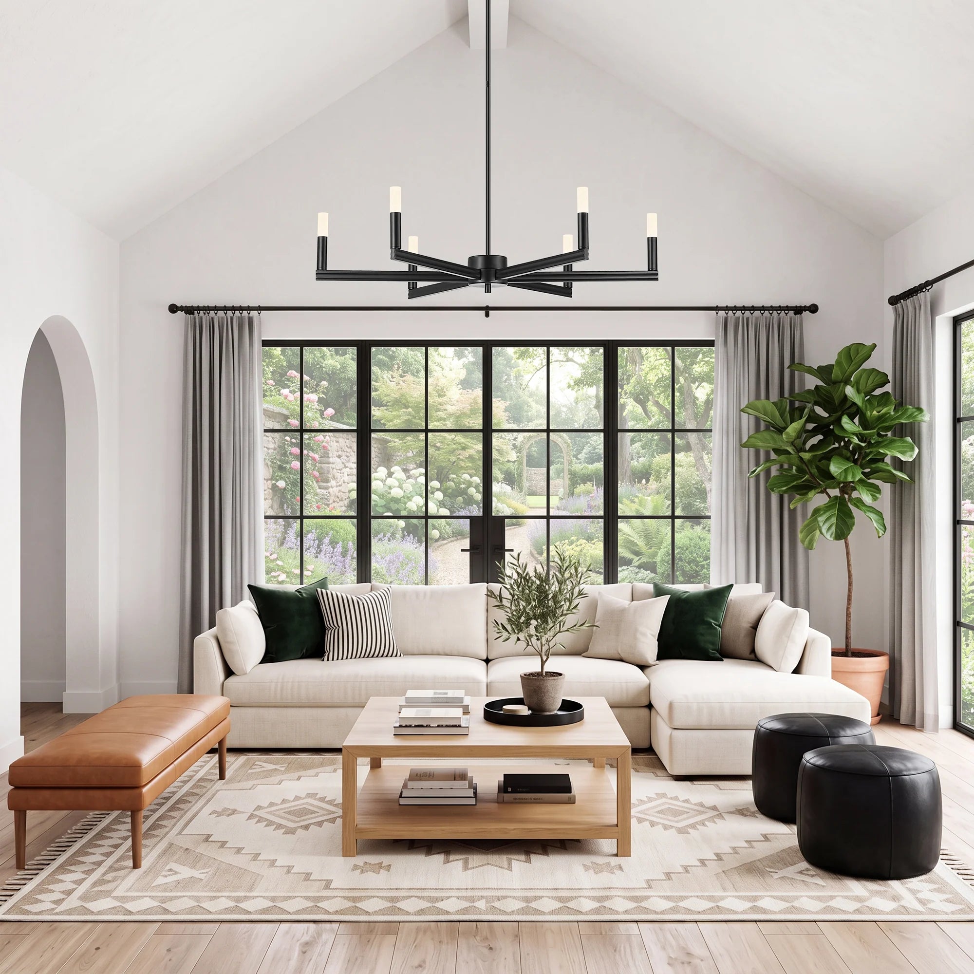 Marcia 6-Light Matte Black Modern Chandelier