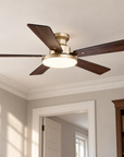 52" Auren Modern Brass Flush Mount LED Ceiling Fan with Reversible Blades