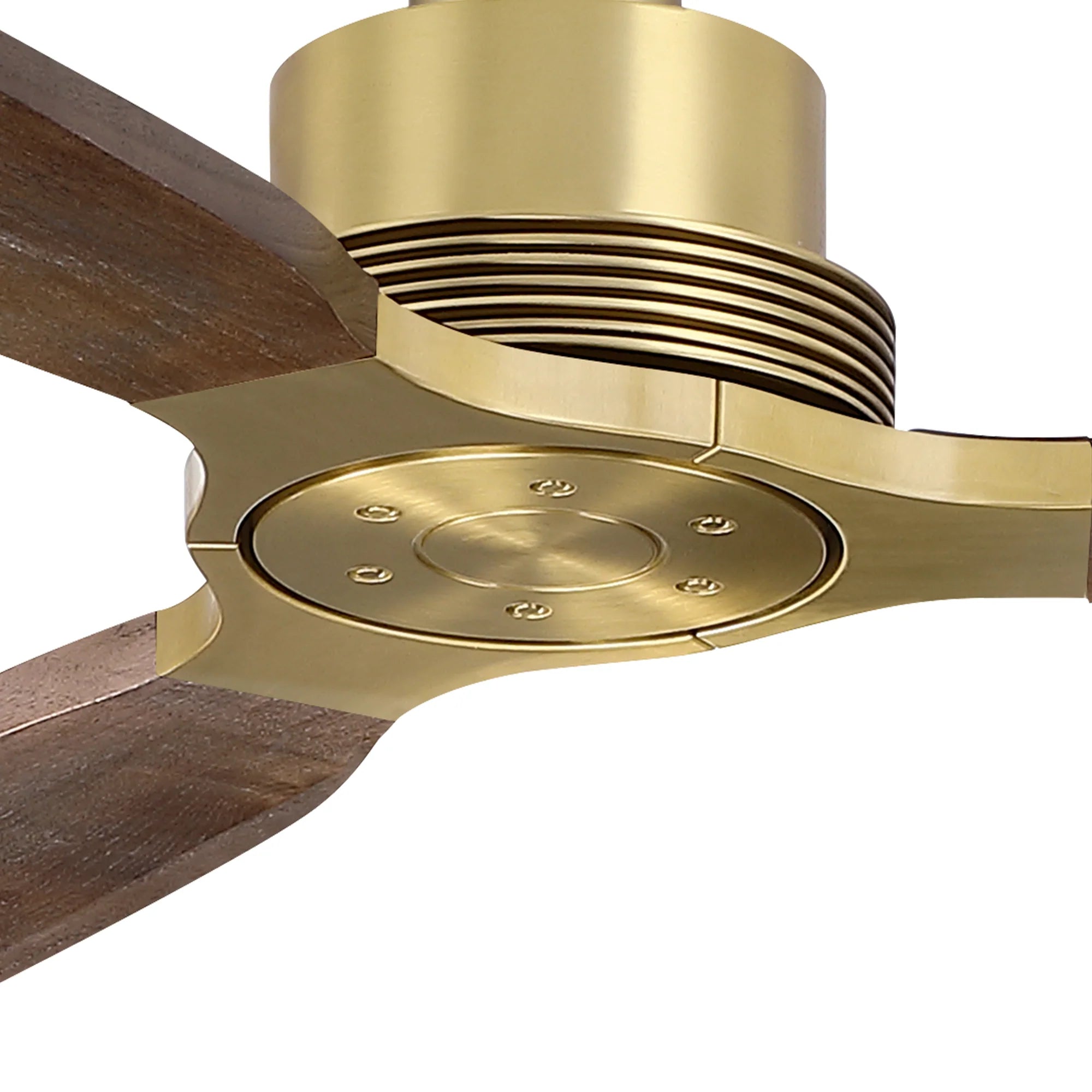 84" Modern Soft Brass Ceiling Fan with Solid Wood Blades for Large Spaces