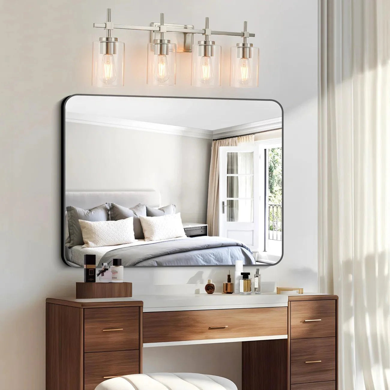 Jasper Modern 4-Light Clear Glass Linear Vanity Light