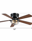 52" Rowan Modern Farmhouse Flush Mount Ceiling Fan with Light