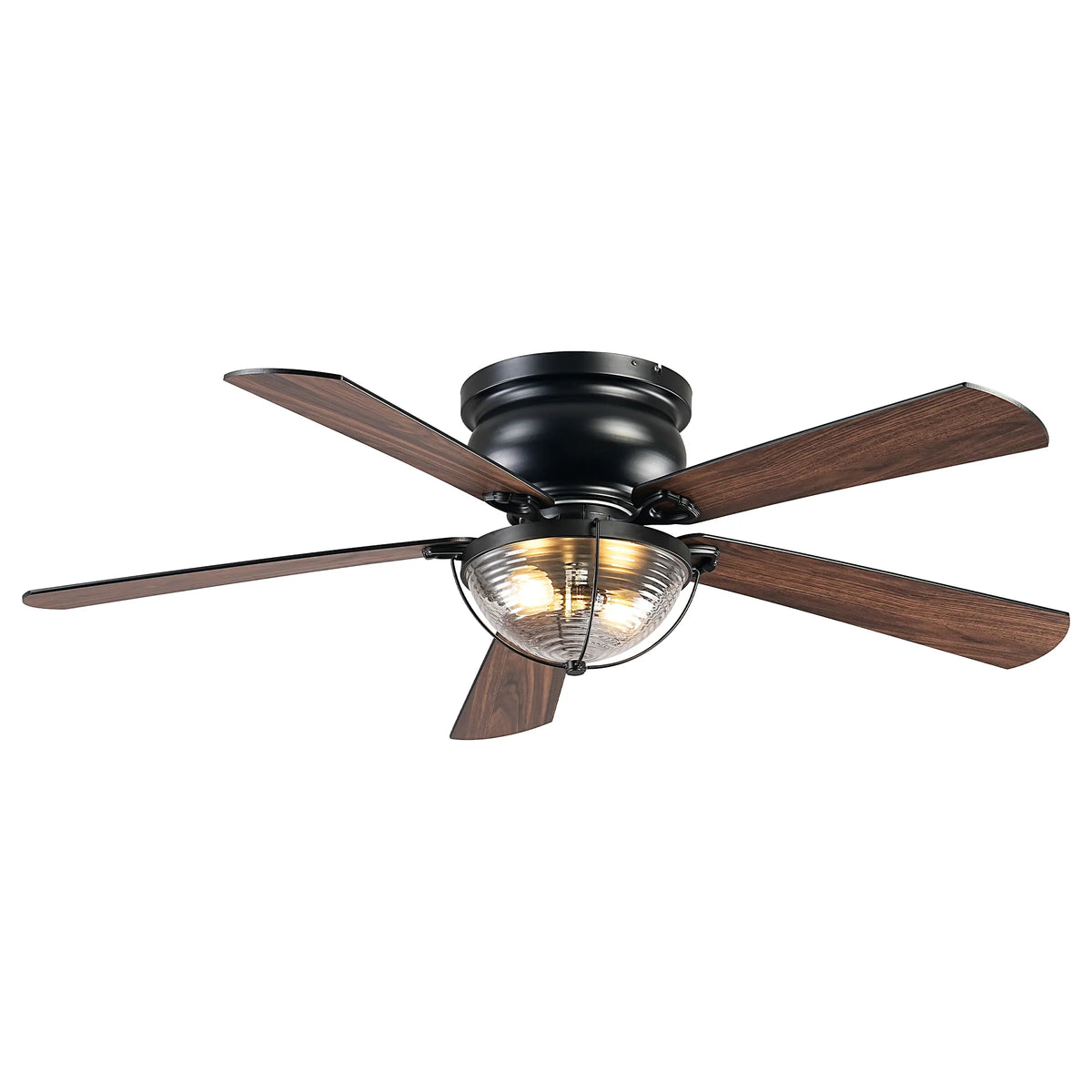 52" Rowan Modern Farmhouse Flush Mount Ceiling Fan with Light