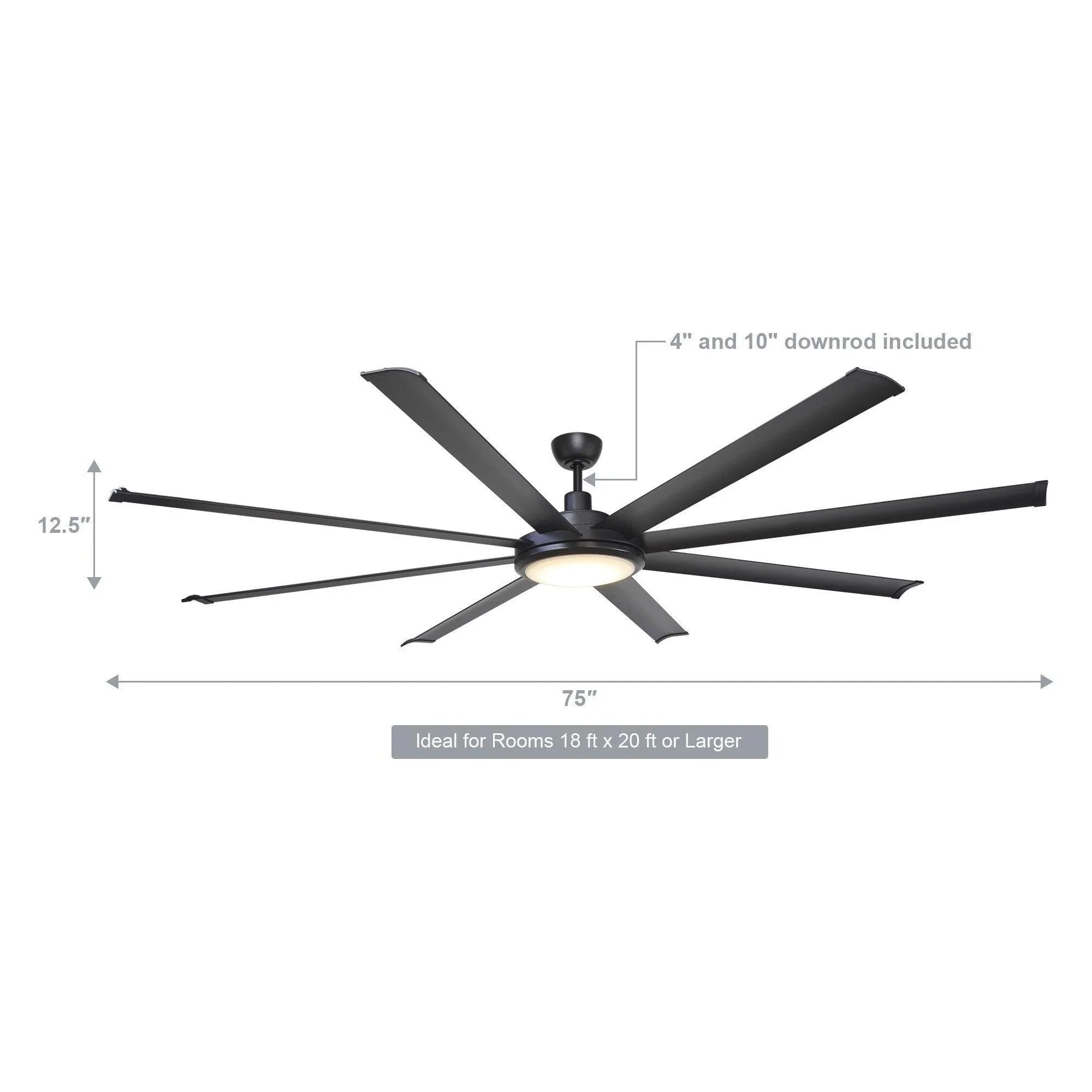 75" Industrial Large Ceiling Fan