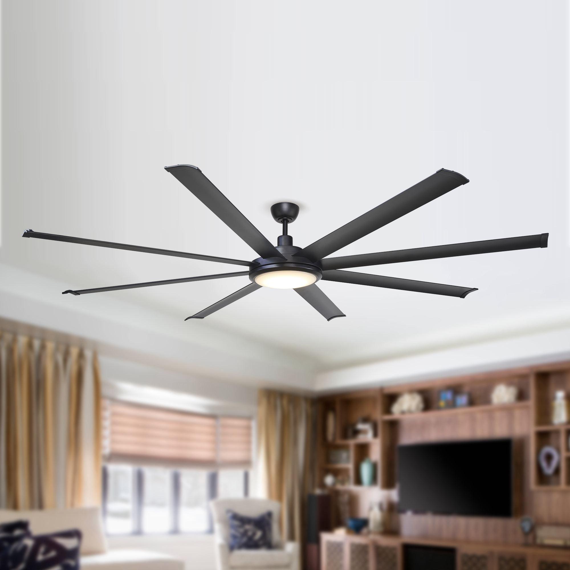 75" Modern DC Motor Downrod Mount Reversible Ceiling Fan with Lighting and Remote Control - IPLUS