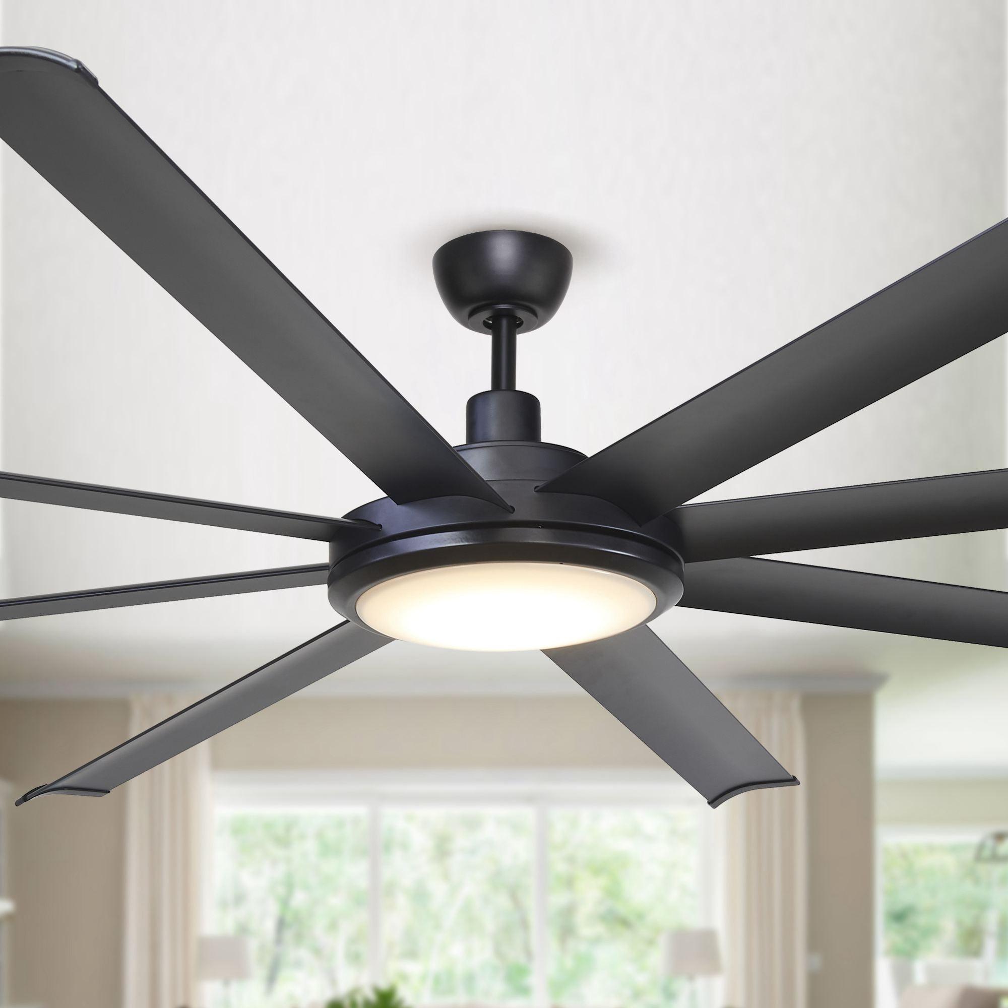 75" Modern DC Motor Downrod Mount Reversible Ceiling Fan with Lighting and Remote Control - IPLUS