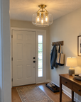Avenor 3-Light Brushed Brass Glass Semi-Flush Mount Ceiling Light