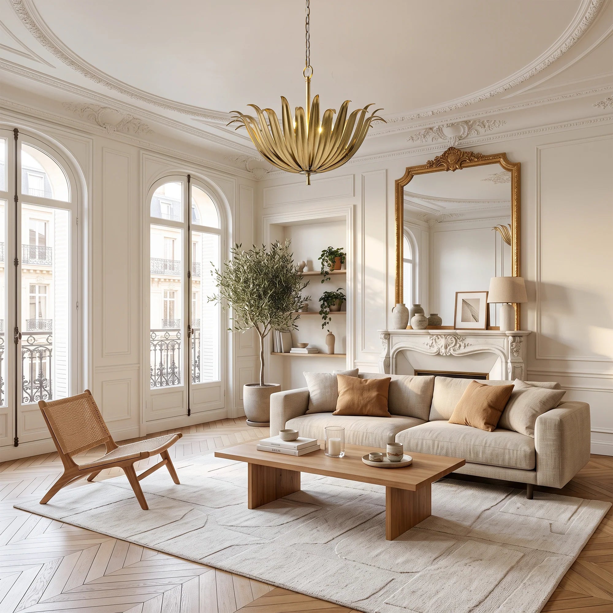 Osborn 6-Light Modern Gold Leaf Floral Chandelier