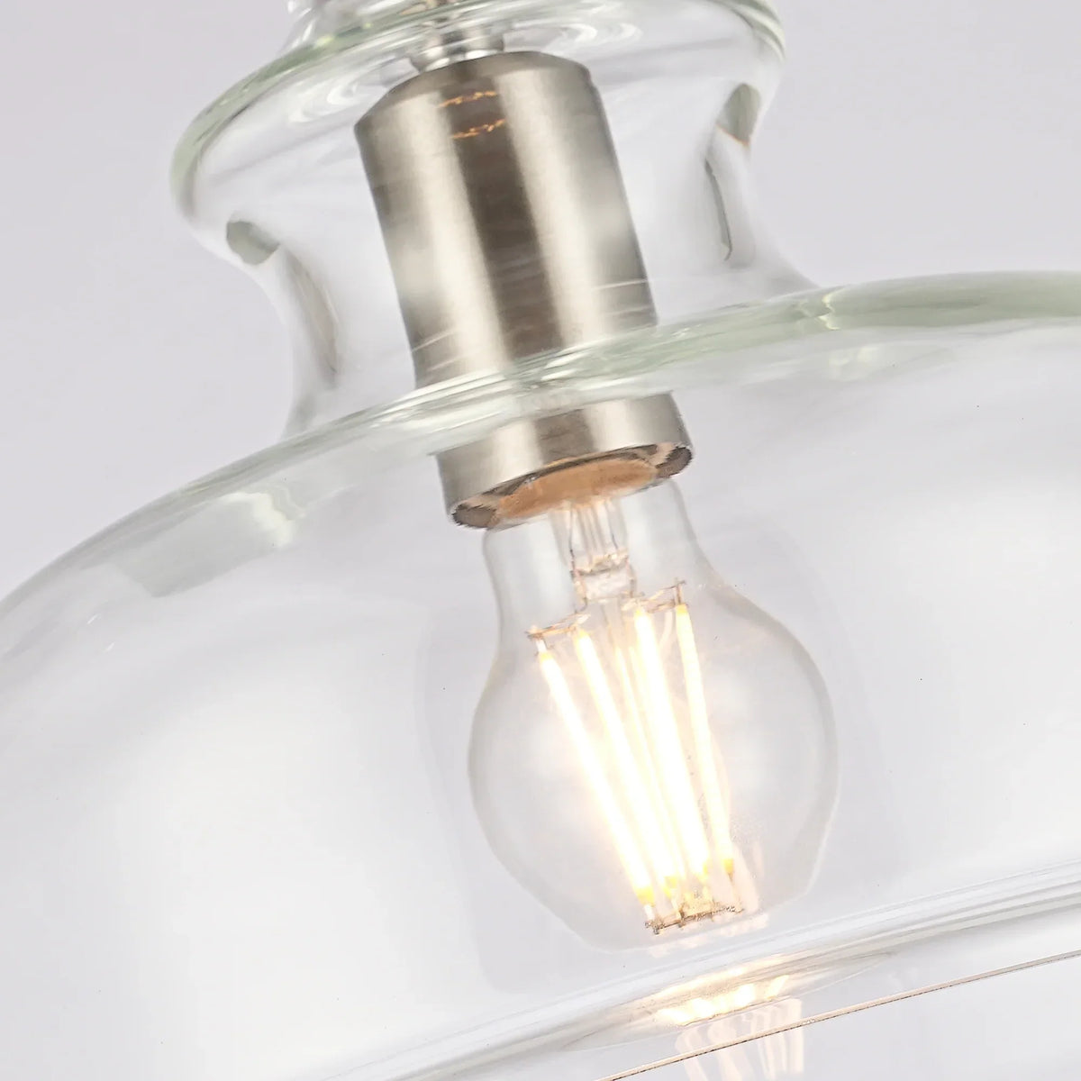 Lucille 1-Light Brushed Nickel Clear Glass Pendant
