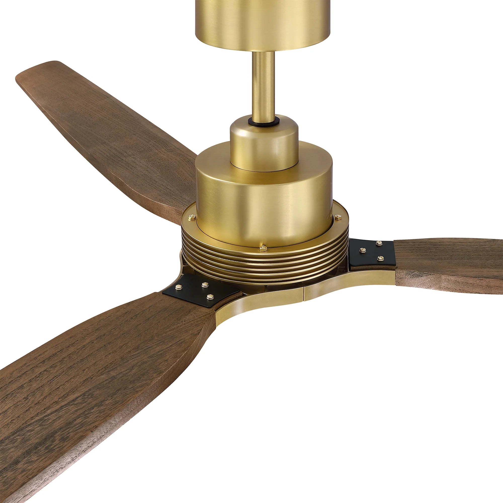 84" Modern Soft Brass Ceiling Fan with Solid Wood Blades for Large Spaces