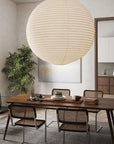 LUNA 19.7" Off-White Linen Pendant Light – Handcrafted Japandi Lighting