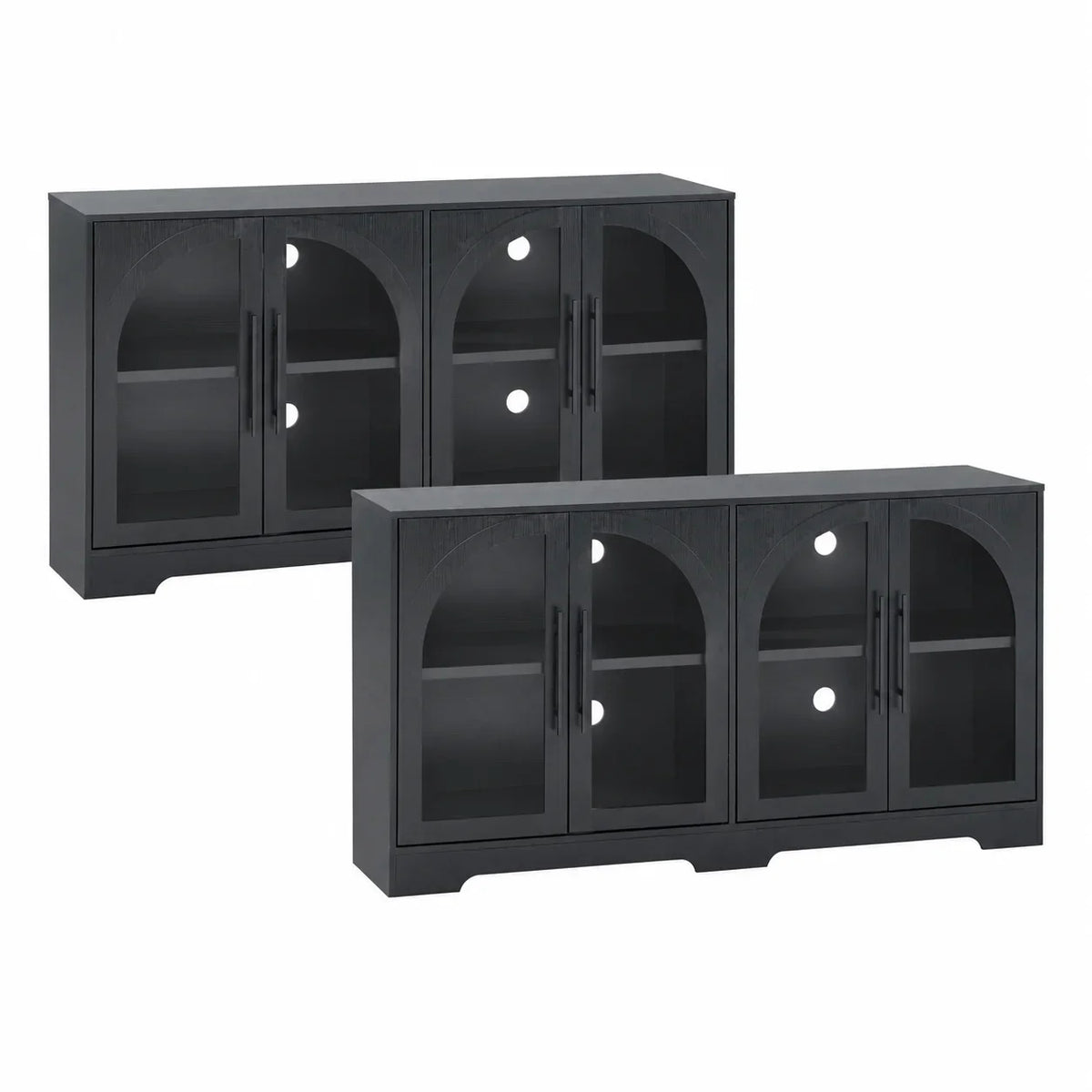 55" Aria Modern Oak Sideboard Cabinet with Arched Glass Doors