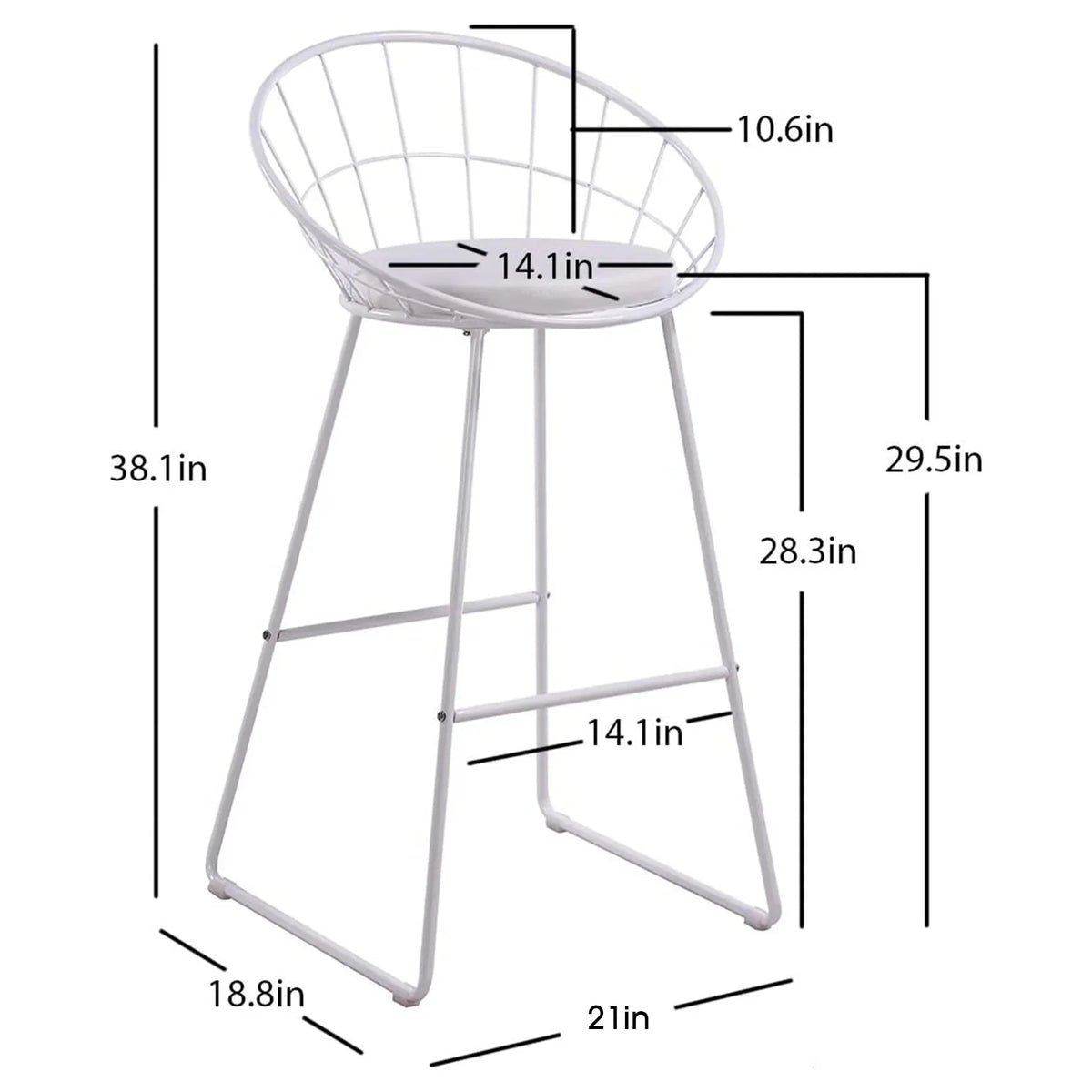 Veya Set of 2 Modern Metal Bar Stools with Cushions