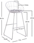 Veya Set of 2 Modern Metal Bar Stools with Cushions