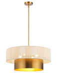 Solenne 5-Light Vintage Brass Chandelier with Cotton Rope Drum Shade