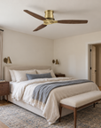 48" Louise Modern Soft Brass Flush Mount Ceiling Fan with Solid Wood Blades