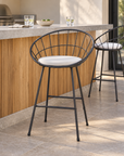 Veya Set of 2 Modern Metal Bar Stools with Cushions